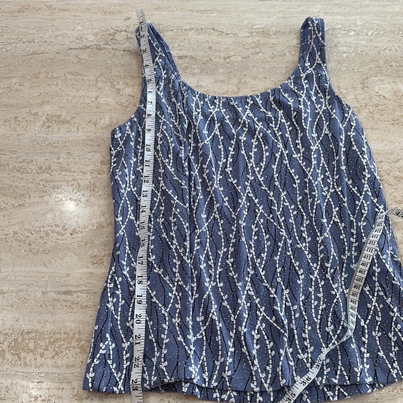 Alex Evenings formal tank top blue / black/ white glitter pretty (size large) - Picture 3 of 4